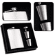 thumbnail image 3 of Juego de regalo de petaca, petacas para licor para hombres con funda de cuero negra, 3 of 5