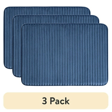 (3 pack) Mainstays Navy Performance Foam 17"x 24" Bath Rug