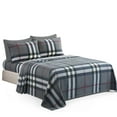 thumbnail image 3 of Hong and Arts Inc. Printed Soft Deep Pocket Bedding Rayon from Bamboo Sheet Set, Grey Tartan Plaid Black, Grey, Silver, White, Red - Full/Double, 3 of 5