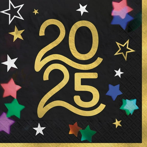 New Year Starlight 2025 Paper Lunch Napkins 40 Per Pack