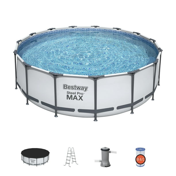 Bestway Steel Pro Max 15′ x 48″ Round Above Ground Swimming Pool Set