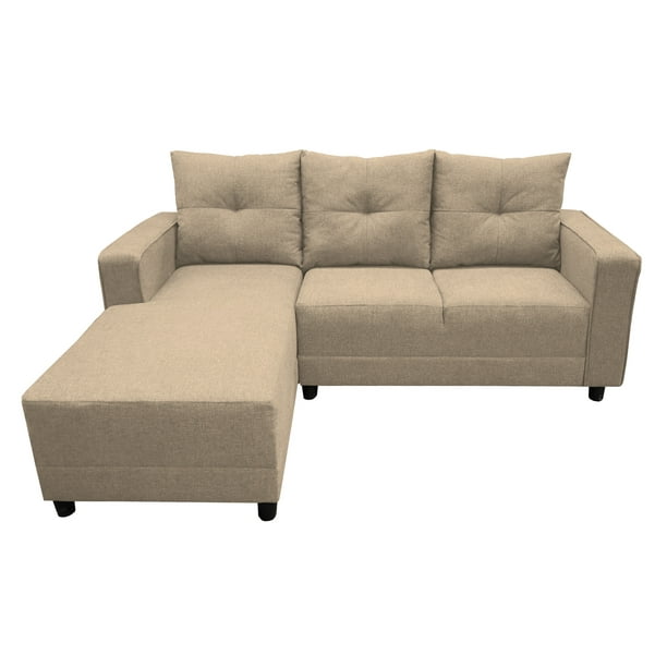 Sala Esquinera El Bazar Store Demeter Beige 210x160 cm Tela Lino Nacional Modular Love seat chaise
