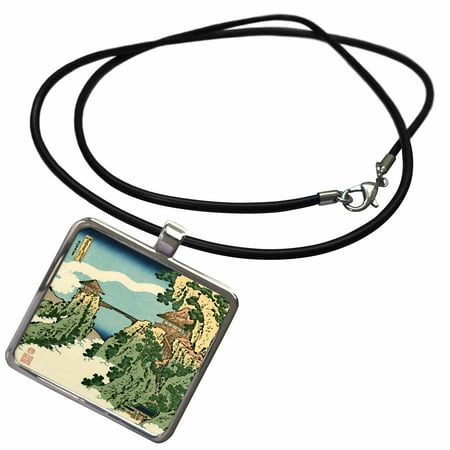 - 3dRose Bridge in the Clouds by Hokusai - Famous Japanese classical art - 1830s - Japan mountain landscape - Necklace with Pendant (ncl_162553_1)