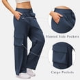 thumbnail image 6 of Ecqkame Cargo Sweatpants for Women Casual Straight Leg Jogger Elastic Waist Pants Solid Color Hiking Workout Sports Multiple Pockets Pant Dark Blue XL, 6 of 6