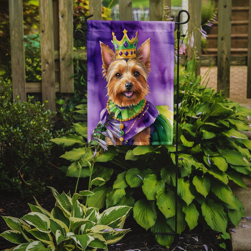 Australian Terrier King of Mardi Gras Garden Flag 11.25 in x 15.5 in