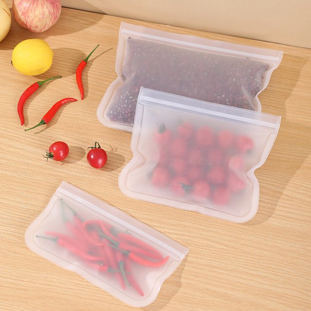 YAOMOBB Sac Auto-Scellant Réutilisable Sacs de Congélation Transparents 2 Pcs EVA Auto-Scellant pour Légumes Fruits