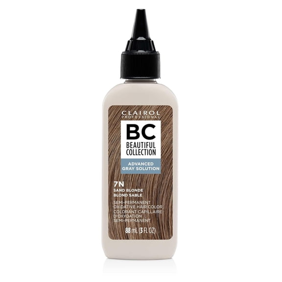 Clairol Professional Beautiful Collection Advanced Gray Solution Semi-Permanent Hair Color Crème 7N Sand Blonde, 3.0 oz