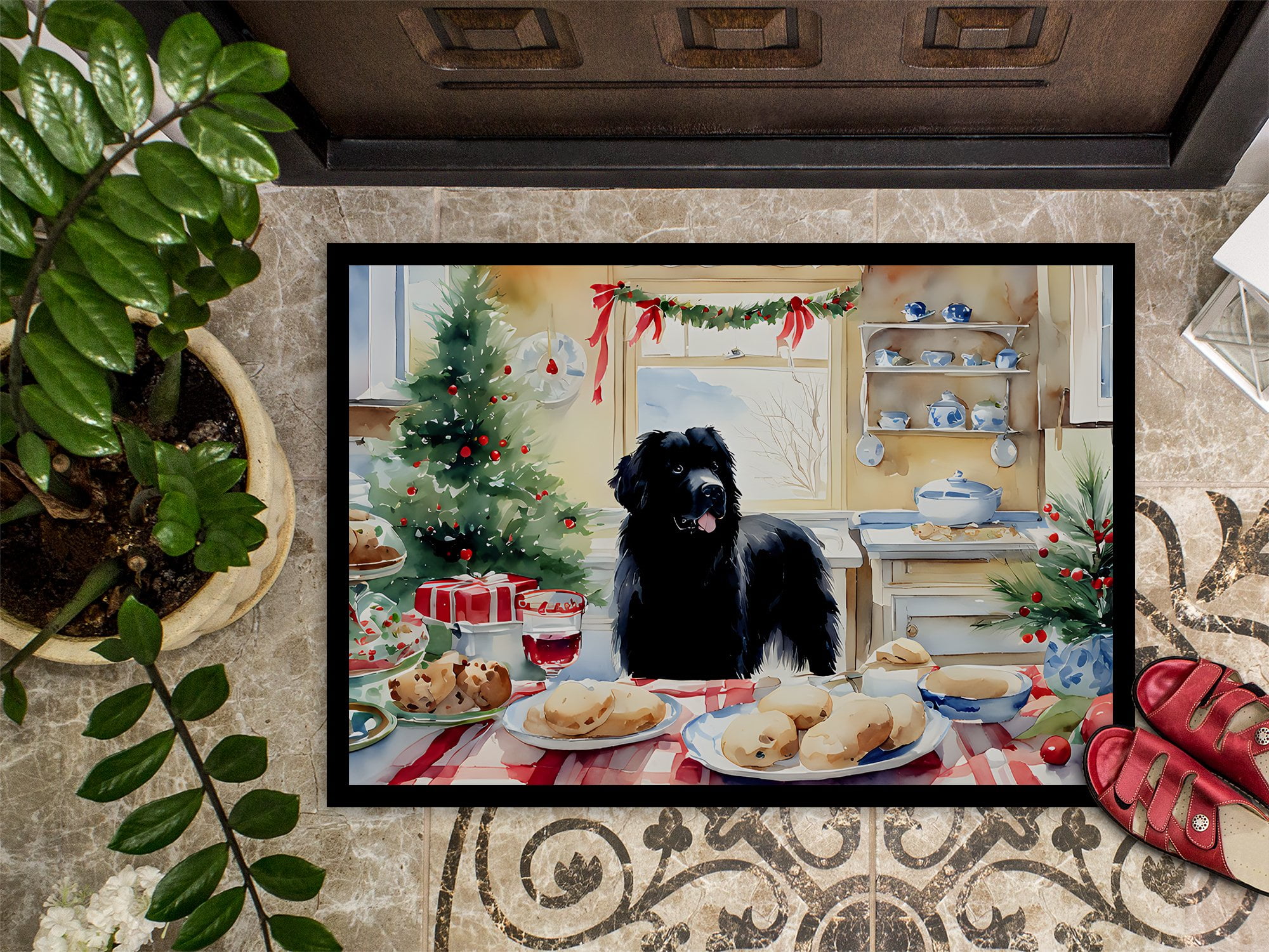 Carolines Treasures DAC3854MAT 18 x 27 in. Unisex foundland Christmas Cookies Doormat