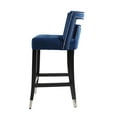 thumbnail image 4 of Counter Height Bar Stools Set of 2, Suede Velvet Upholstered Barstools with Nailheads and Solid Wood Legs, Leisure Bar Chairs for Kitchen Dining Room Pub, 26 Inch Seater Height, Navy Blue, 4 of 7