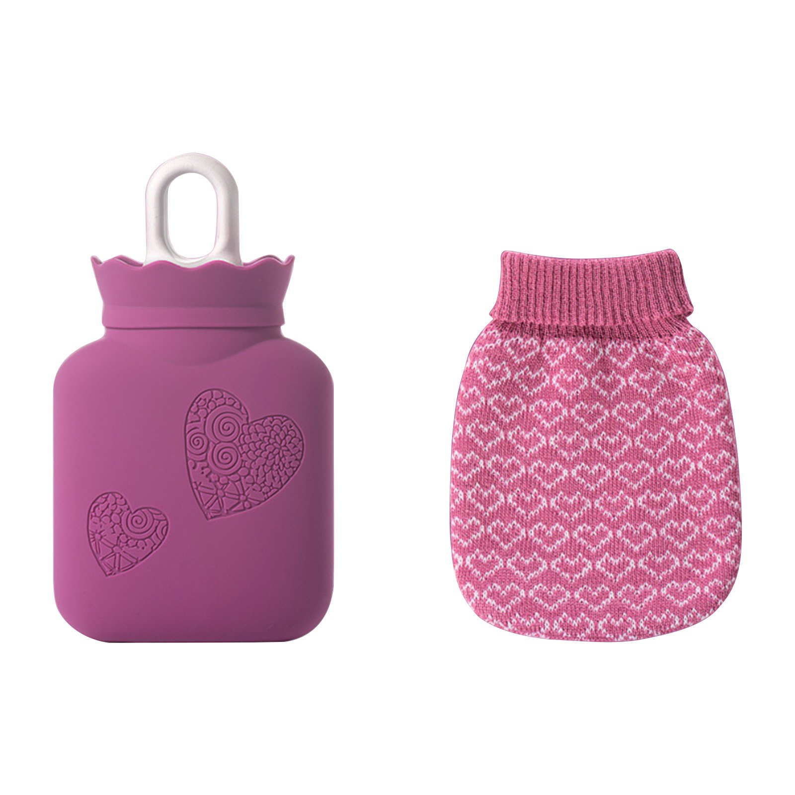 AOOOWER 340ml Mini Hot Water Bottle with Knitted Cover Removable Washable  Silicone Thermos Hot Water Bag for Keep Warm Winter - Walmart.com