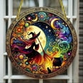 thumbnail image 5 of 7.8 inch Acrylic Witch Window Decoration, Round Hanging Ornament for Door, Outdoor and Yard Decor, Mystical Moonlit Witch Decorative Hanging Ornament, Gothic Halloween Decor(Colorful-Witch), 5 of 6