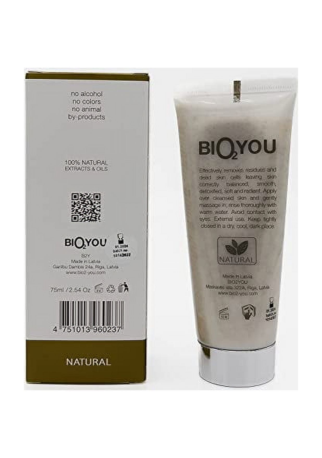 Bio2You, Natural Face Scrub, Protects and Gently Exfoliates the Skin, with Sea Buckthorn, Vitamin E and Sweet Almond, 75ml