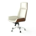 thumbnail image 2 of FohFurniture Luxury Wooden Swivel and Adjustable White Executive Chair, Wide Pu leather Office Chair, Modern and Vintage Design High Back Computer Desk Chair for Conference Rooms and Home Offices, 2 of 10