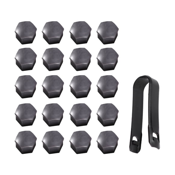 EeaseMX 21 tapas hexagonales para tuercas de rueda T39 de 17 mm, cubiertas para pernos y tapas protectoras de tornillos con clips negros