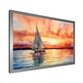 thumbnail image 2 of Designart "Sunset Palette Pastel Sailboat Silhouette V" Transportation Framed Wall Art Decor - Modern Orange Boat Sailing Hallway Framed Wall Art Decor, 2 of 6