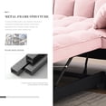 thumbnail image 5 of DEALTOPS Convertible Loveseat 55" 3-in-1 Multi-Functional Pull-Out Bed, Pink Velvet, 5 of 7