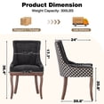 thumbnail image 6 of Dining Chairs Set of 2, LEGAHOME Black Fabric Upholstered Dining Chairs, Mid-century Kitchen Chairs with High Back, Bronze Nail Head, Solid Wood Legs, Black, 2 Pcs, 6 of 9