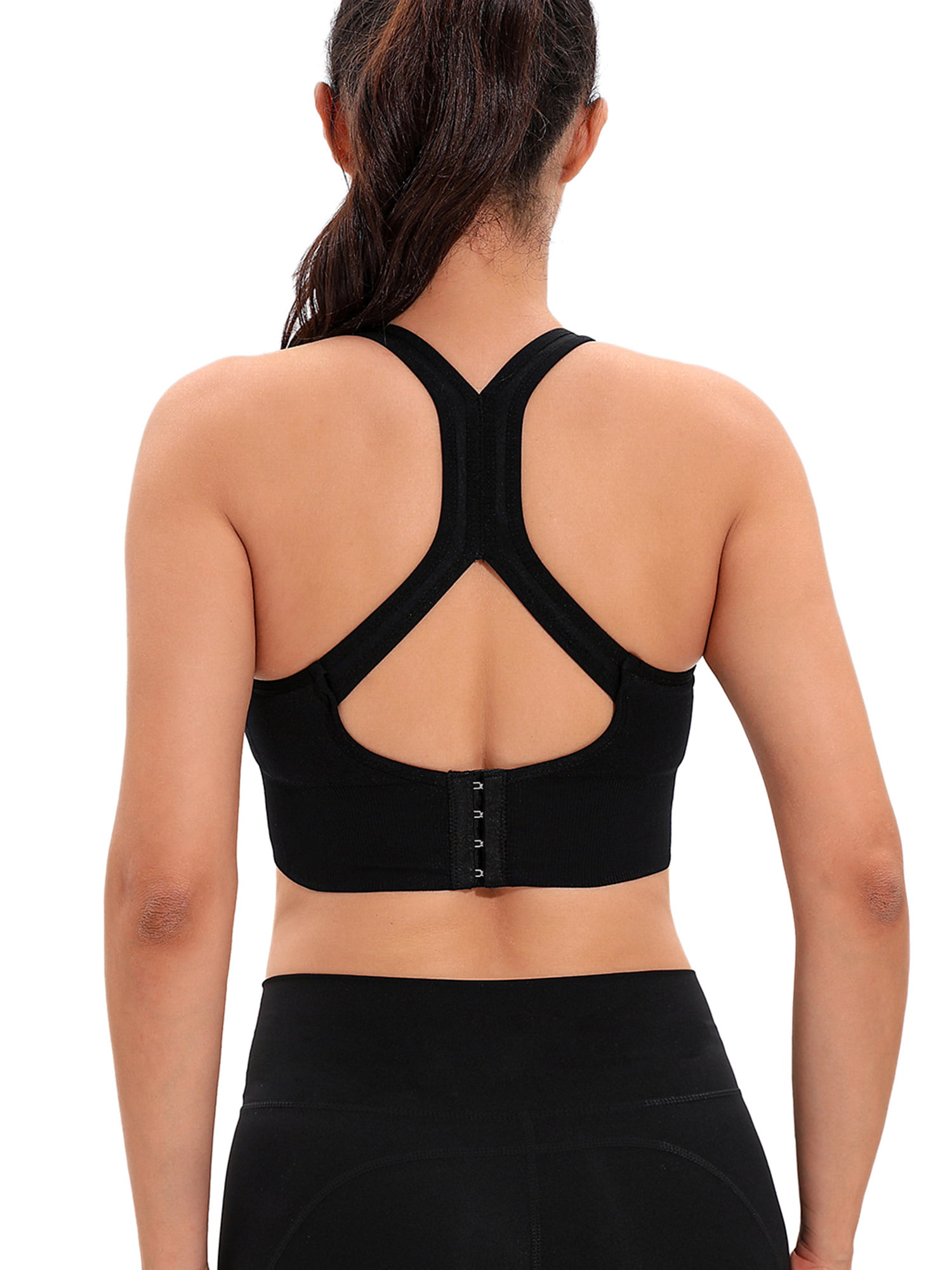 Fapreit Women's Zip Front Closure Sports Bra - Seamless Wirefree Post  Surgery Zipper Padded Racerback Workout Gym Yoga Bras 3 Pack Black :  : Clothing, Shoes & Accessories
