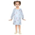 thumbnail image 2 of Girls' long-sleeved dress Flowers and Ribbons Girls' A-line dress with ribbed cuffs Soft and comfortable, 2 of 6