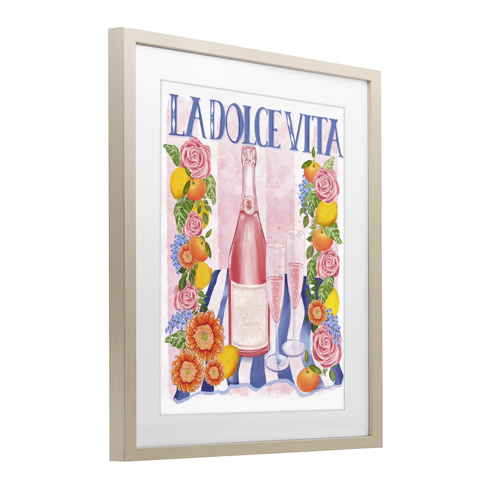 Stupell Industries Pink Champagne Picnic Birch Framed Print Under Glass, design by Lori Mosley