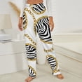 thumbnail image 3 of Zebra Print Gold Chain Winter Female Pants Flannel High Waist Women Pants Lady Warm Straight Leg Plush Trousers, 3 of 7