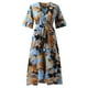 thumbnail image 4 of Puntoco Vestido Irregular Con Estampado Bohemio Informal De Talla Grande Para Mujer Azul L,Regalos Para Mujer Joven, 4 of 7