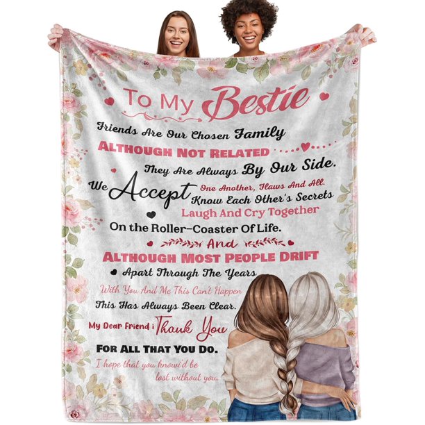 LHSHID Best Friend Present Blanket Bestie Present Birthday Present for Best Friend Friendship Present Idea to My Bestie BFF Present for Her Cozy Flannel Throw Blanket for Bed Sofa Camping Couch