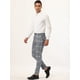 thumbnail image 4 of Pantalones de vestir a cuadros para hombre, informales, ajustados, con frente plano, a cuadros, estampados, de negocios gris L, 4 of 6