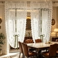 thumbnail image 5 of Floral Lace Sheer Tie Up Curtain 31.5W x 78.74L Inch Adjustable Rod Pocket Light Filtering Curtain for Kitchen Farmhouse, 5 of 6