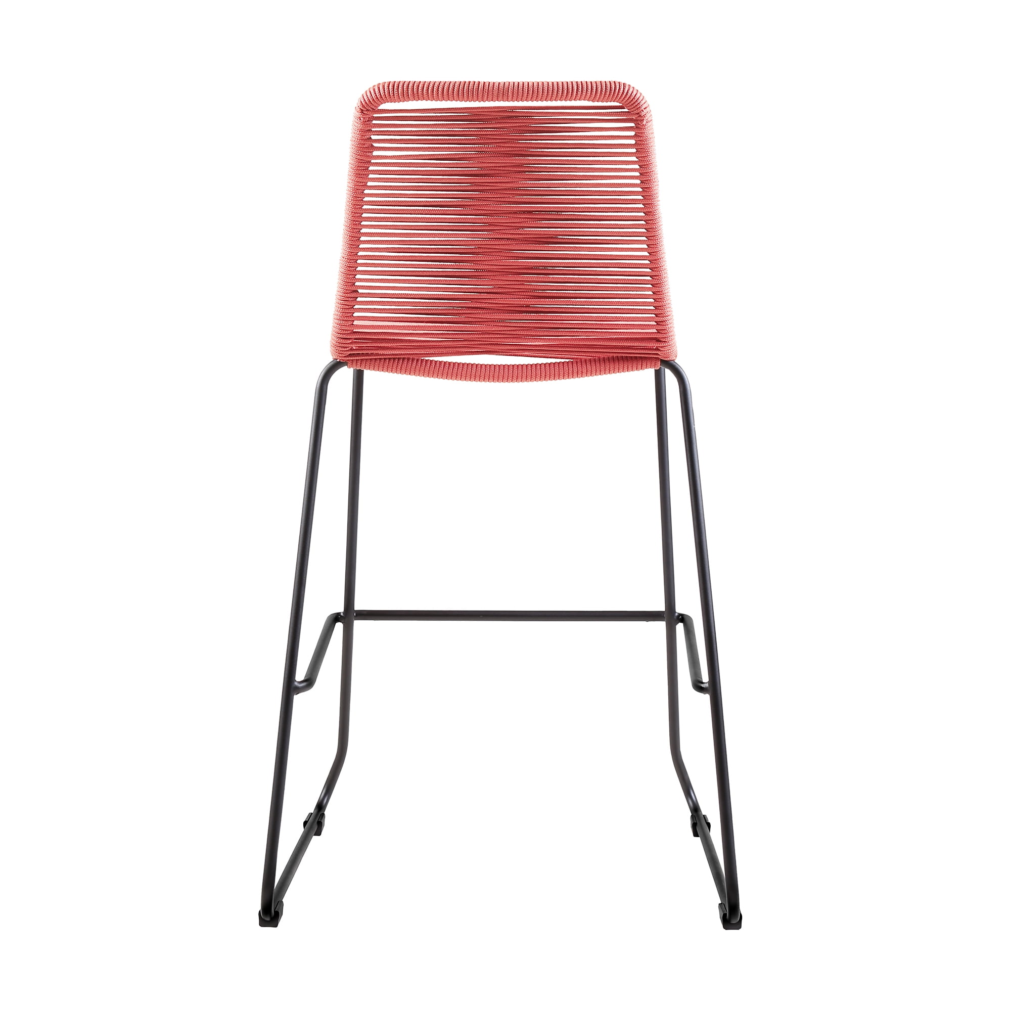 Shasta 30" Outdoor Metal and Brick Red Rope Stackable Barstool - Set of 6