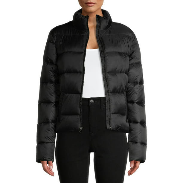 Women's Plus Size Cropped Puffer Jacket - Walmart.com - Walmart.com