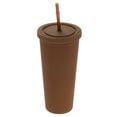 thumbnail image 1 of Vaso Acrílico con Tapa y Popote, Vasos Aislados de Doble Pared de 24 Oz, Vasos de Viaje Mate para Fiestas (Café Oscuro), 1 of 6