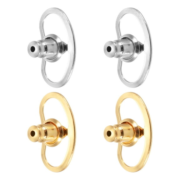 Uxcell Earring Backs Replacements, Large Metal Earring Support Lifter Backing with Locking for Heavy Studs Droopy Ears Earlobe (Silver/Gold, Pack of 4)