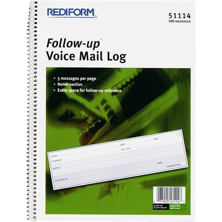 Rediform Drivers Log - Rediform, RED51114, Follow-Up Voice Mail Log Book, 1 Each