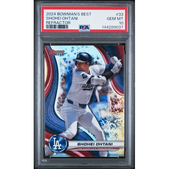 Shohei Ohtani 2024 Bowmans Best Refractor Baseball Card #33 Graded PSA 10 Cert #144289037