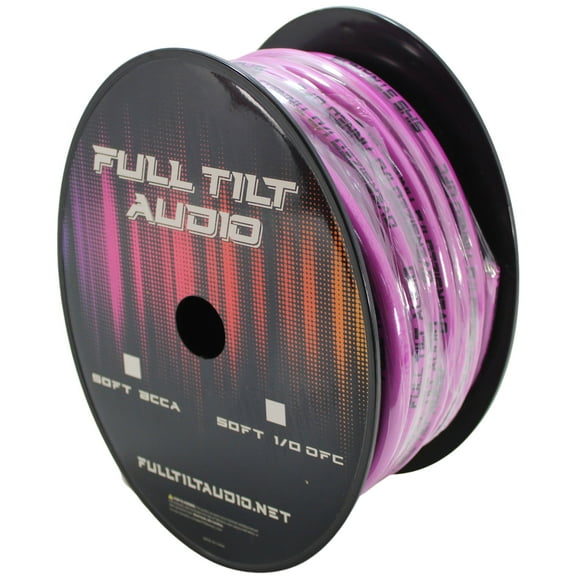 Full Tilt Audio 1/0 Gauge Tinned Oxygen Free Copper Power/Ground Wire Pink Lot (10 Foot Coil)