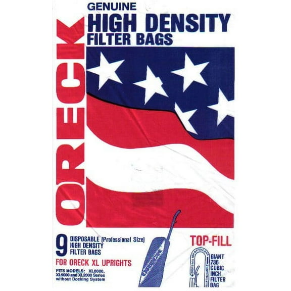 XL8000/9000/2000 Oreck Vacuum Cleaner Replacement Bag (9 Pack)