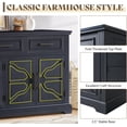 thumbnail image 3 of 63" Large Sideboard Buffet Cabinet with 3 Drawers, 32" Tall Farmhouse Accent Cabinet with 4 Doors & Adjustable Shelves, Coffee Bar Wine Storage Table for Dining Room, Living Room, Black, 3 of 9