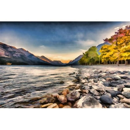 Waterton Lake in Autumn Colours At Sunset Against The Mountains Waterton Lakes National Park - Alberta Canada Poster Print by Ron Harris 38 x 24 - Large