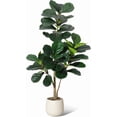thumbnail image 7 of 4 ft Fiddle Leaf Fig Tree Artificial with 48 Leaves - Realistic Faux Ficus Lyrata Trees in 7.8 in White Planter Pot, Indoor Fake Floor Plants for Home Office Living Room Decor, Housewarming Gift, 7 of 7