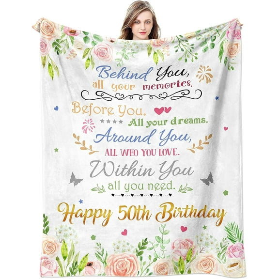 LHSHID 50th Birthday Gifts for Her Gifts for 50 Year Old Birthday Women Birthday Gifts for Women Best 50th Birthday Gift Ideas Turning 50 Gifts Women Throw Blanket 30"x40"