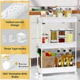 thumbnail image 4 of 3-Tier Rolling Utility Cart, Multi-Functional Storage Trolley for Office, Living Room, Kitchen, Movable Storage Organizer with Wheels,White, 4 of 9
