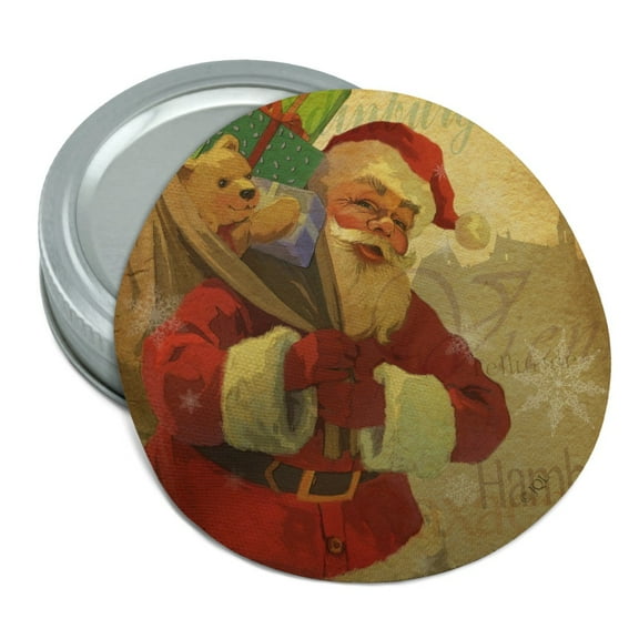 Christmas Holiday Retro Antique Santa Route Round Rubber Non-Slip Jar Gripper Lid Opener
