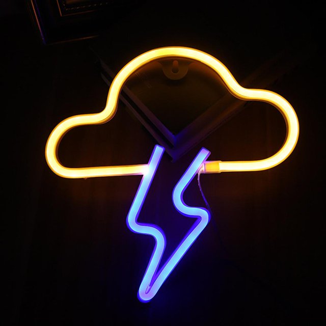Relámpagos Letreros De Neón Letrero De Luz De Neón Colgante Luz De Neón Led Decoración De Pared Batería O Letrero De Neón Alimentado Por Usb Para Dormitorio Bar Fiesta Speravity HA046135-05