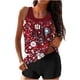 thumbnail image 2 of Trajes de baño tankini para mujer Trajes de baño de dos piezas con espalda de tiras y estampado conservador para mujer Traje de baño de dos piezas para mujer, 2 of 5