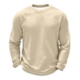 thumbnail image 2 of Fabrcox S-5XL Mens Long Sleeve Shirts Waffle Crew Neck Mens Casual Shirt Texture Knit Regular Fit Gym Men's Big and Tall Shirts Beige 5XL, 2 of 5