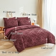 thumbnail image 4 of Beartech 7 Piece Comforter Set King Size, Wine Red Plaid Patchwork Comforter Bedding Set for All Season, Bed in a Bag with Flat Sheet & Fitted Sheet, Pillowcases & Pillow Shams, 4 of 8