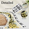 thumbnail image 4 of Bee Love Throw Pillow Covers Vintage Country Yellow Bee Plaid Dot Love Floral Black Plaid Decorative Lumbar Pillow Cover Rectangle Cushion Case for Sofa Couch Bed Living Room Bedroom 24 X 36 Inches, 4 of 9