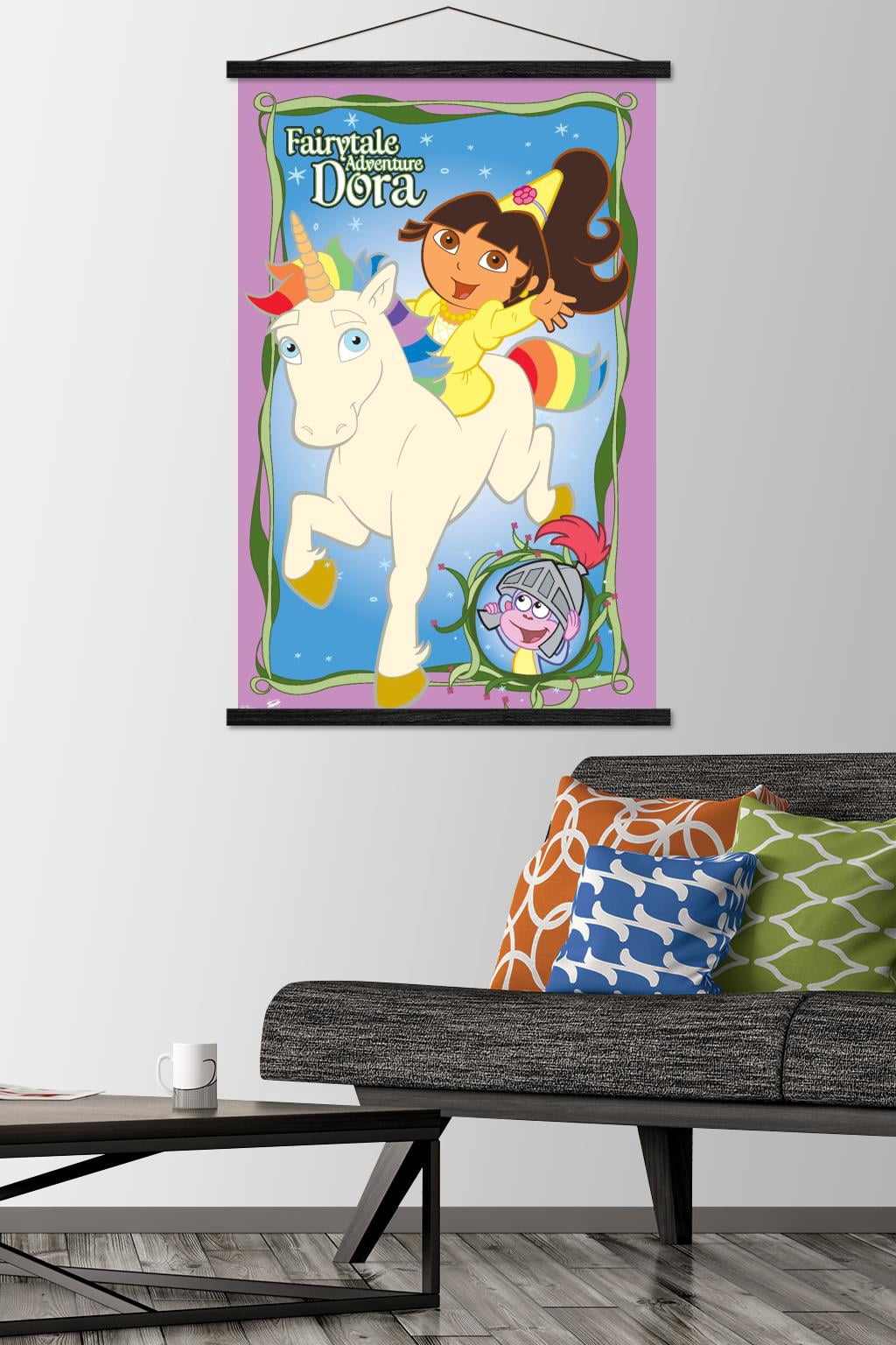 Nickelodeon Dora The Explorer - Fairytale Wall Poster with Wooden Magnetic Frame, 22.375" x 34"