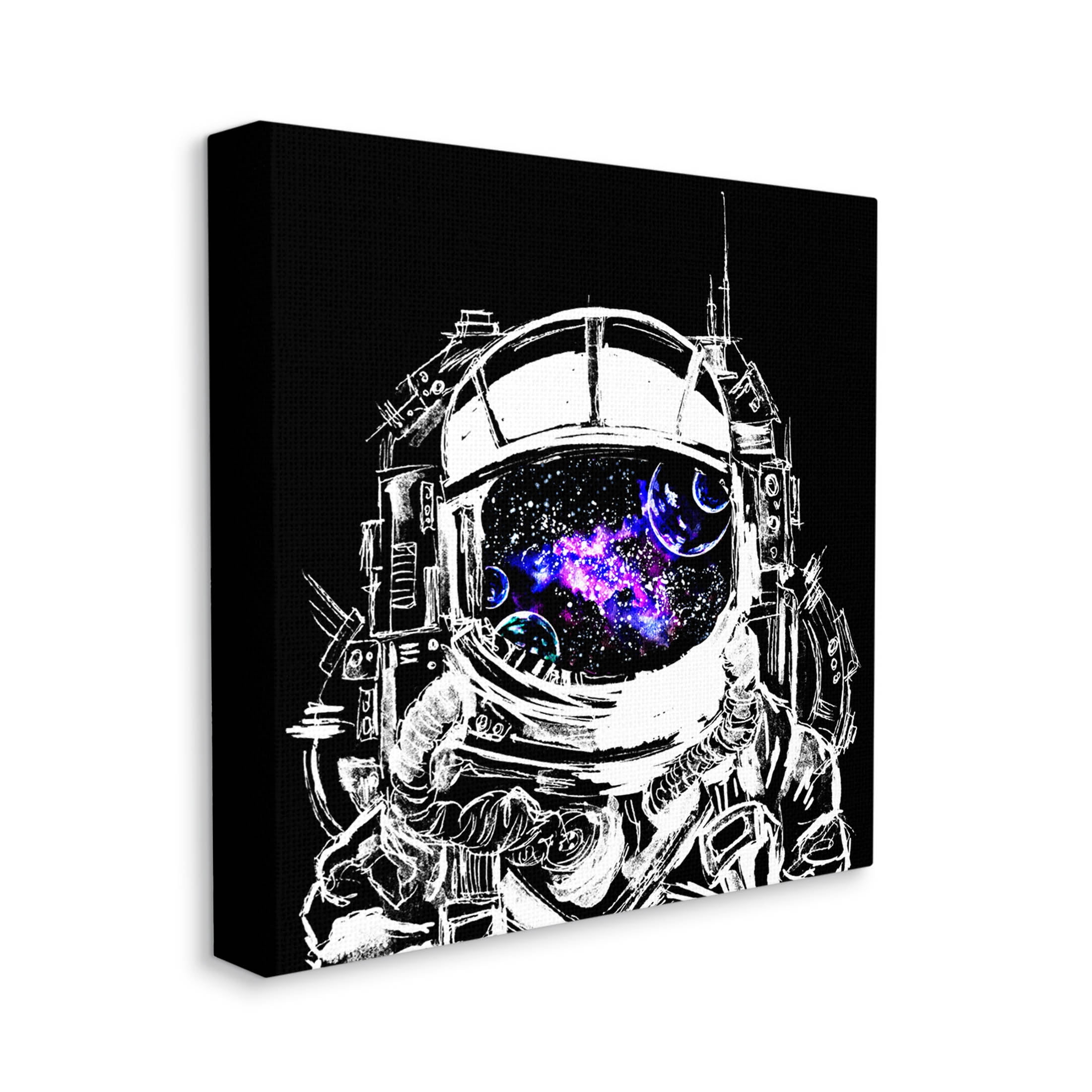 Astronaut Nebula Galaxy Reflection Art for Kids Graphic Art Gallery Wrapped Canvas Print Wall Art